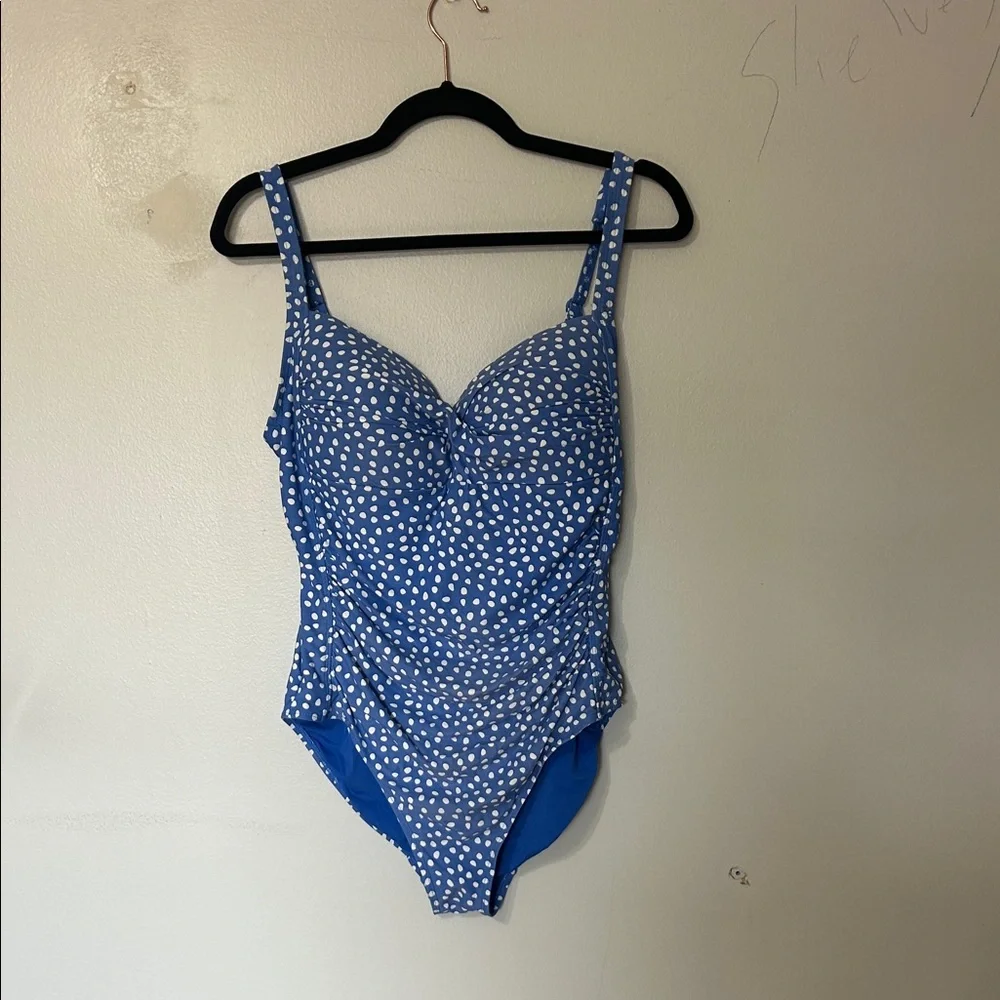 Nip Tuck Blue Pivotal Moment Joanne Twist Front Tummy Control One Piece Swimsuit